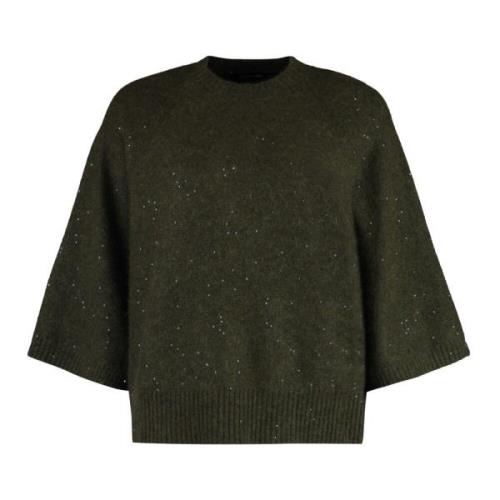 Fabiana Filippi Paljett Ull Crew-Neck Sweater Green, Dam