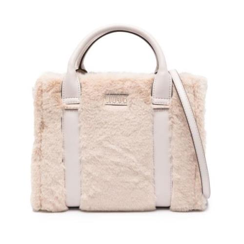 Liu Jo Beige Faux-Fur Topphandväska Beige, Dam