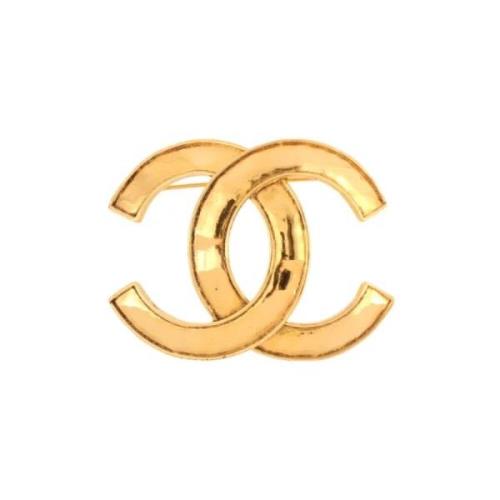 Chanel Vintage Pre-owned Tyg broscher Yellow, Dam