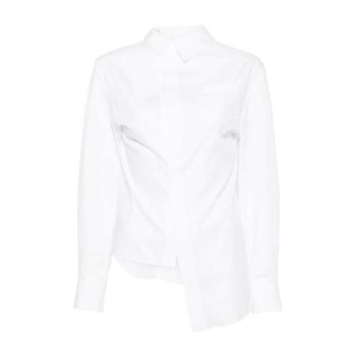 Sacai Vit Asymmetrisk Poplin Skjorta White, Dam