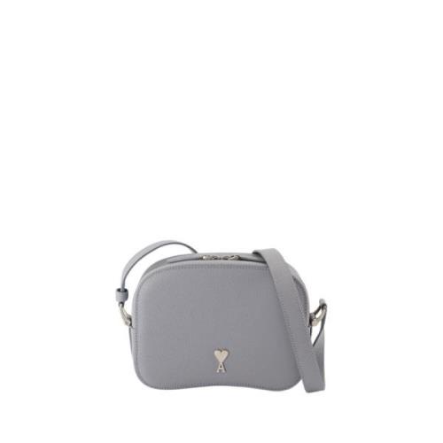 Ami Paris Blå Läder Kamera Crossbody Väska Blue, Dam