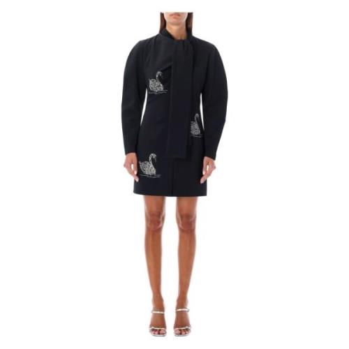 Msgm Svart Swan Mini Klänning Aw24 Black, Dam