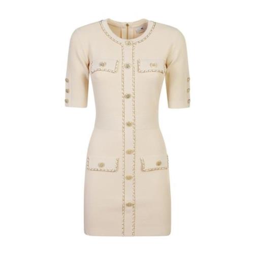 Elisabetta Franchi Vit Elegant Klänning för Kvinnor Beige, Dam