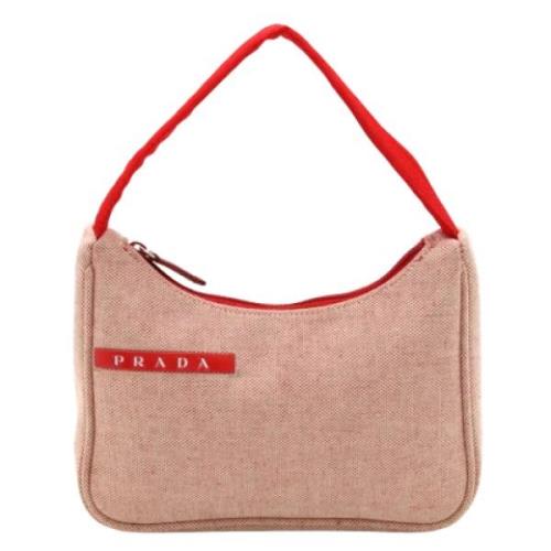 Prada Vintage Pre-owned Canvas handvskor Red, Dam