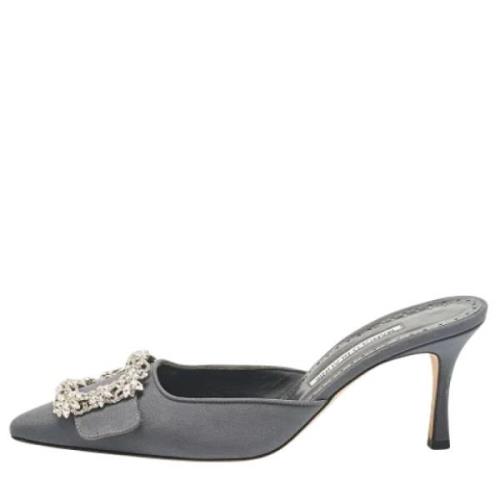 Manolo Blahnik Pre-owned Pre-owned Tyg sandaler Gray, Dam