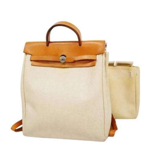 Hermès Vintage Pre-owned Canvas ryggsckar Beige, Dam