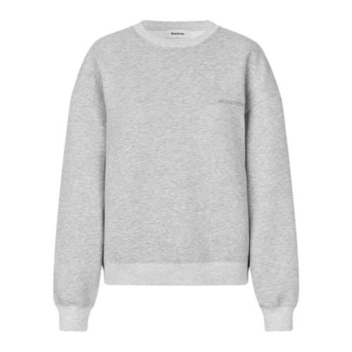 Modström Grå Melange Sweatshirt med Ribbade Detaljer Gray, Dam