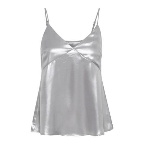 Part Two Silver Metallic Blouse Makayapw Stil Gray, Dam