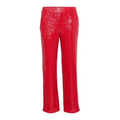 Part Two Pailletbyxor Straight-leg Silhuett Salsa Red, Dam