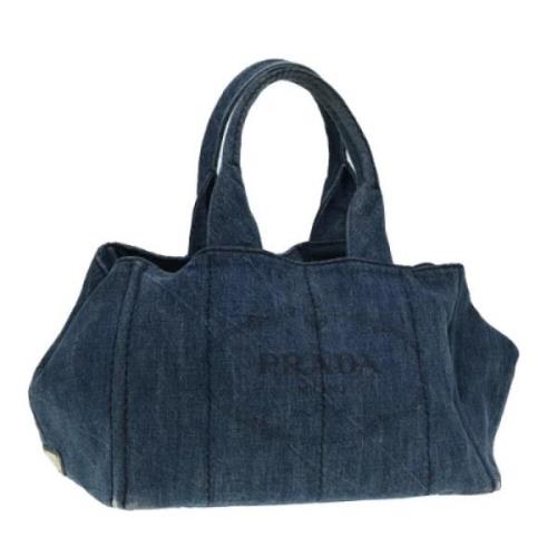 Prada Vintage Pre-owned Canvas handvskor Blue, Dam