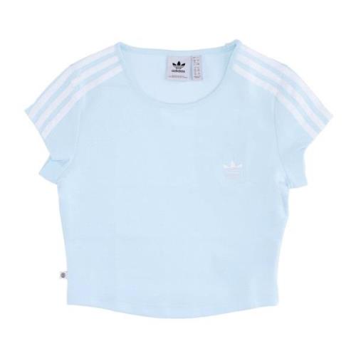 Adidas Blå Cropped Tee med Logo Blue, Dam