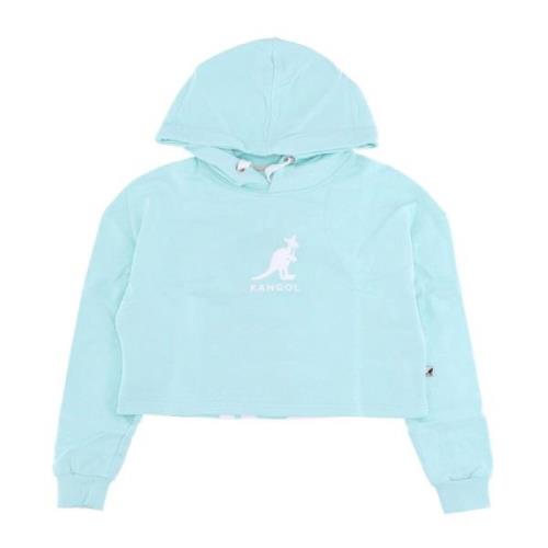 Kangol Blå Tint Cropped Hoodie Essential Blue, Dam