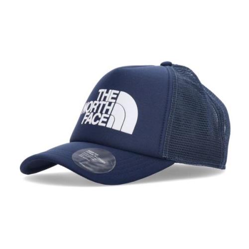 The North Face Navy Logo Trucker Cap Böjd Skärm Blue, Unisex