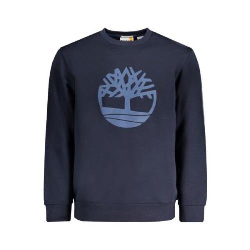 Timberland Blå Bomulls Sweatshirt med Logotyptryck Blue, Herr