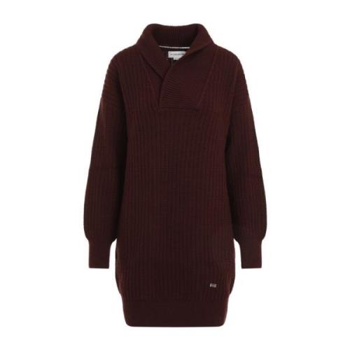 Victoria Beckham Port Shawl Neck Jumper Klänning Red, Dam