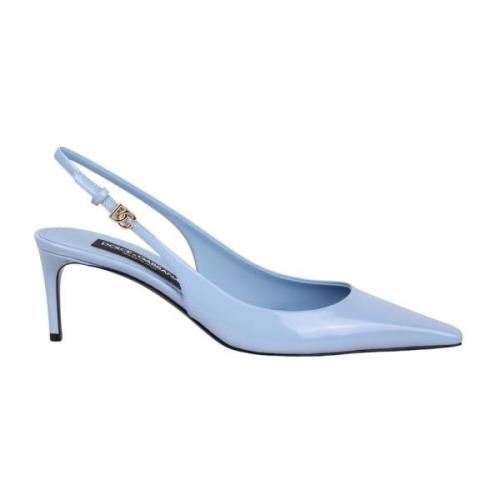 Dolce & Gabbana Patent Slingback Pumps med hög klack Blue, Dam