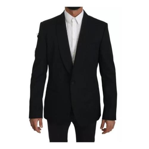 Dolce & Gabbana Svart Formell Blazer Kappa En Knapp Black, Herr