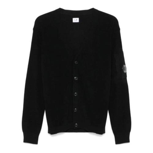 C.p. Company Svart Merino Cardigan med knappstängning Black, Herr