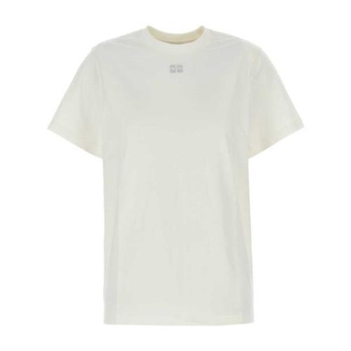 Ganni Ivory Bomull T-shirt Beige, Dam