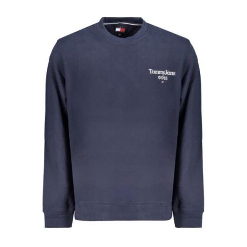 Tommy Hilfiger Blå Logo Print Bomullssweatshirt Blue, Herr