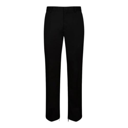 Off White Svarta Ull Slim Fit Byxor Black, Herr