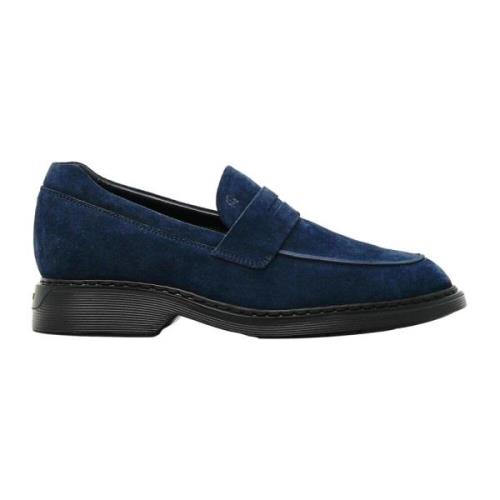 Hogan Svart Mocka Loafer Skor Blue, Herr