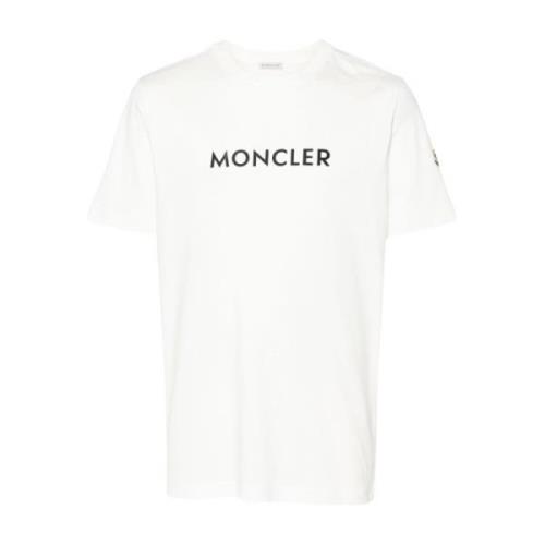 Moncler Logo Print Crew Neck T-shirt White, Herr