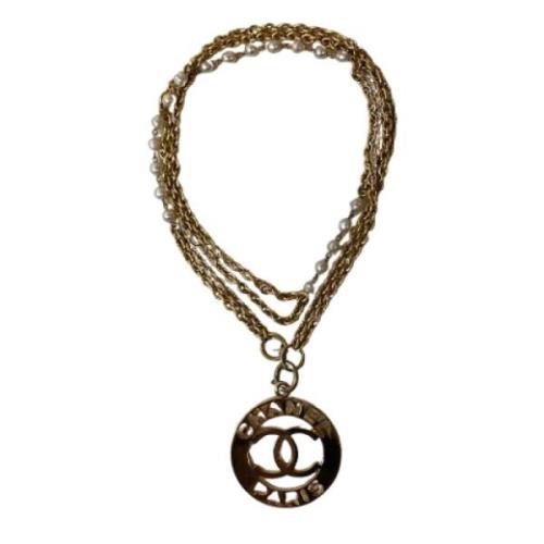 Chanel Vintage Pre-owned Tyg halsband Yellow, Dam