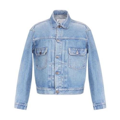 Maison Margiela Blå Denim Kappa Fyra-Söm Logo Blue, Herr