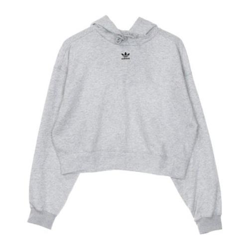 Adidas Grå Cropped Hoodie med Dragsko Huva Gray, Dam