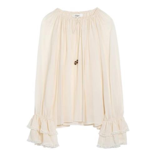 Chloé Elegant Blus för Kvinnor Beige, Dam