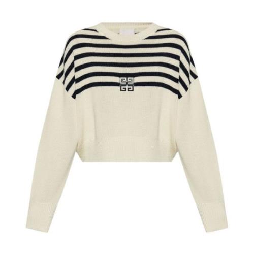 Givenchy Randig Crew Neck Tröja Beige, Dam