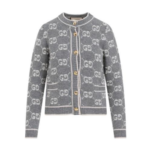 Gucci Grå Ull Cardigan Tröja Gray, Dam