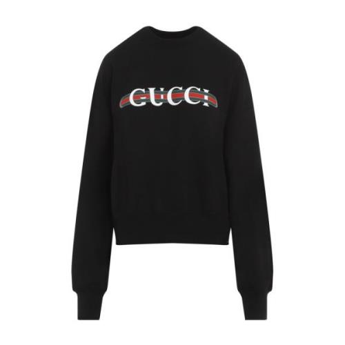 Gucci Svart Bomull Crewneck Tröja Aw24 Black, Dam