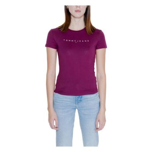 Tommy Hilfiger Lila Tryckt Rund Hals T-shirt Purple, Dam