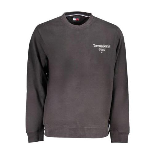 Tommy Hilfiger Svart Logotyp Tryck Bomull Crew Neck Sweatshirt Black, ...