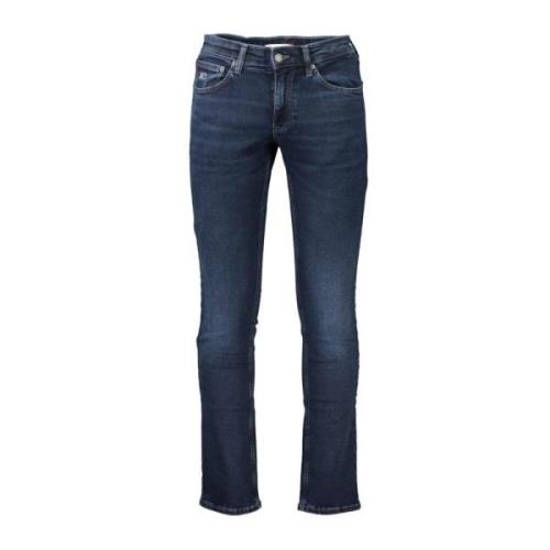 Tommy Hilfiger Blå Bomull Slim Fit Jeans med Logo Blue, Herr