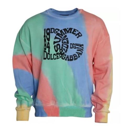 Dolce & Gabbana Multifärgad Bomull Logo Crew Neck Sweater Multicolor, ...