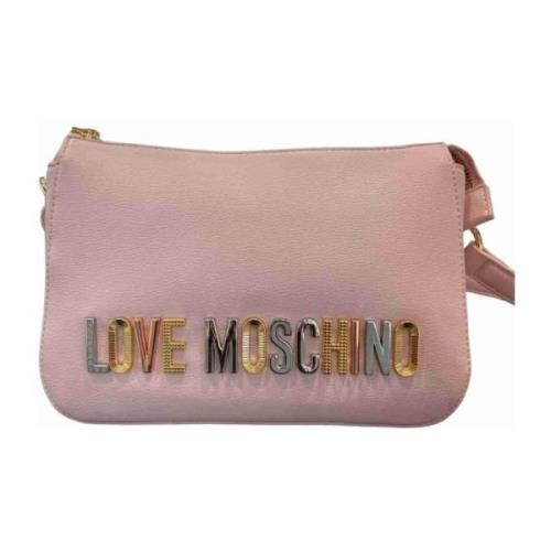 Love Moschino Grå PU-väska Pink, Dam