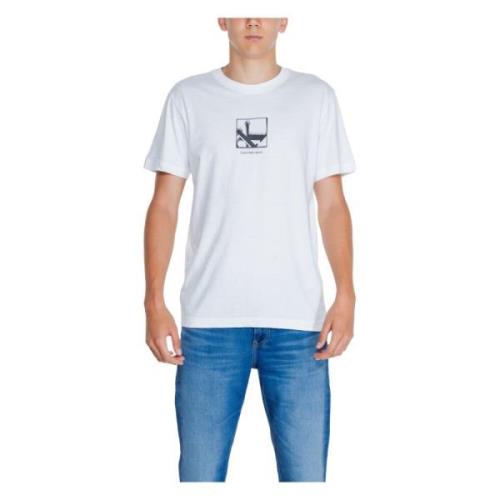 Calvin Klein Jeans Vit Rund Hals T-shirt Herr Höst/Vinter White, Herr