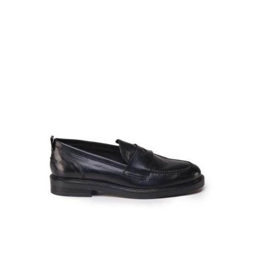 Carmens Svarta läderloafers med mynthållare Black, Dam