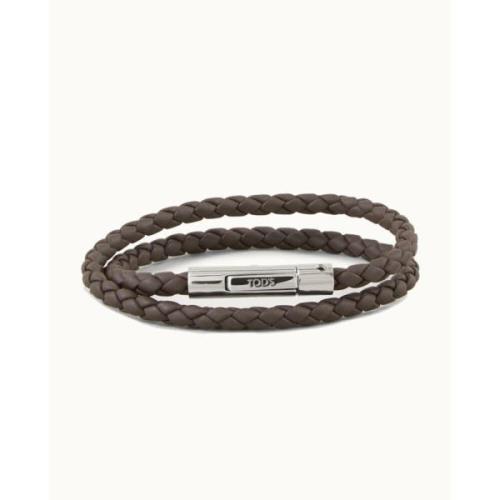 Tod's Brun Läderarmband med Metallspänne Brown, Herr