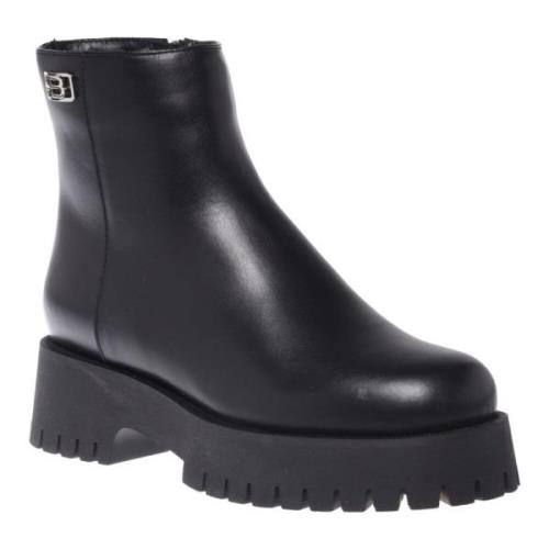 Baldinini Combat boots in black leather Black, Dam