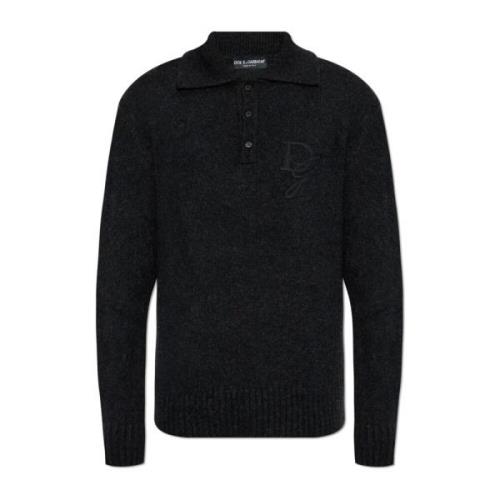 Dolce & Gabbana Polo sweater Gray, Herr