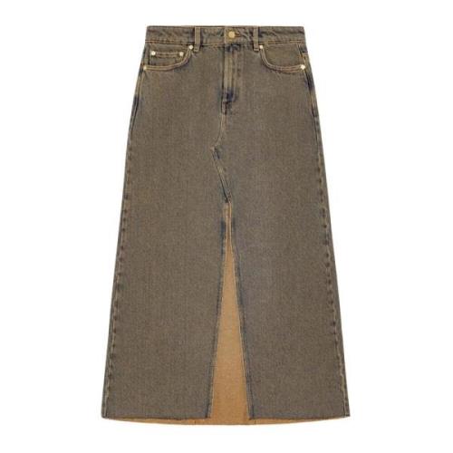 Ganni Stilren Denimkjol Brown, Dam