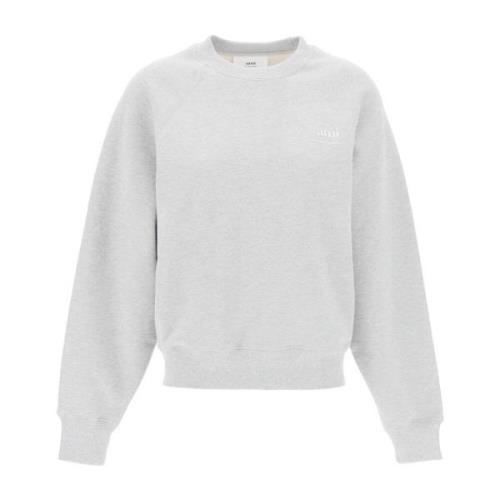 Ami Paris Bomull Crewneck Sweatshirt med Logoprint Gray, Herr