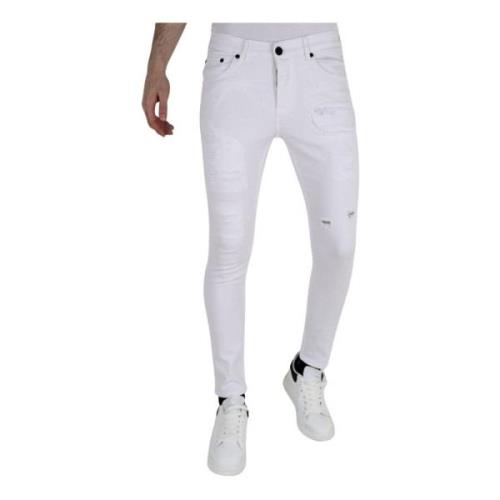 Local Fanatic Vita Slitna Jeans för Herr Slim Fit White, Herr