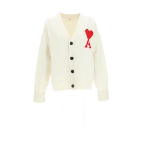 Ami Paris ADC Cardigan, Stiligt Stickat Plagg Beige, Dam