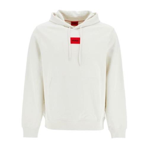 Hugo Boss Broderad Logo Patch Hoodie White, Herr