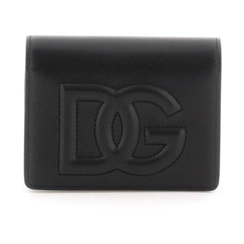 Dolce & Gabbana Präglad Logotyp Bifold Plånbok i Läder Black, Dam